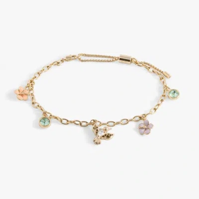 Alex And Ani Hummingbird Multicharm Adjustable Anklet In Gold