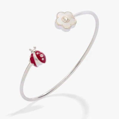 Alex And Ani Ladybug And Daisy Flex Cuff In Metallic