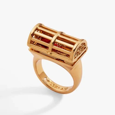 Alex And Ani Lobster Boil Hinged Cage Ring In Gold