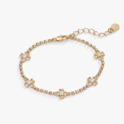 Alex And Ani Love And Luck Inline Tennis Bracelet In Gold