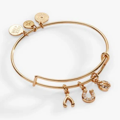 Alex And Ani Love And Luck Multi Charm Bangle Bracelet In Gold