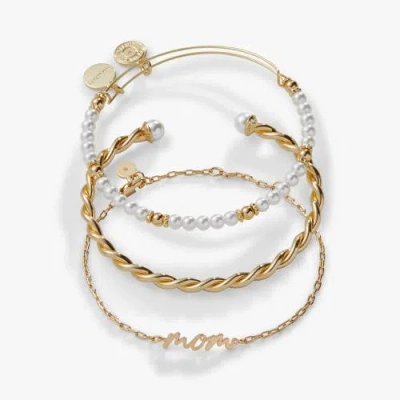 Alex And Ani Mom Script Bracelet, Set Of 3 In Multi