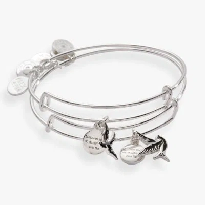 Alex And Ani Mother & Daughter Sparrow Bangle Set Of 2 In Metallic