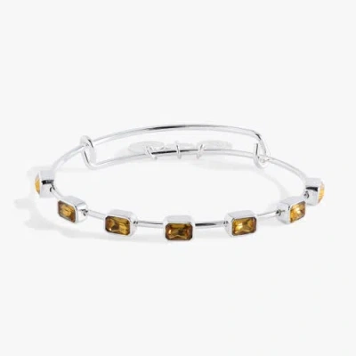 Alex And Ani November Birthstone Emerald Cut Bangle In Metallic