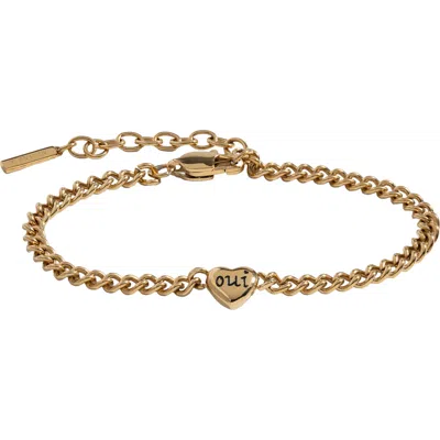 Alex And Ani Oui Non Heart Inline Bracelet In Gold