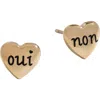 Alex And Ani Oui Non Heart Stud Earrings In Gold