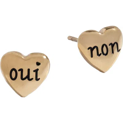 Alex And Ani Oui Non Heart Stud Earrings In Gold