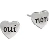 Alex And Ani Oui Non Heart Stud Earrings In Silver