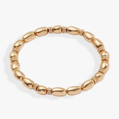 Alex And Ani Oval Beaded Stretch Bracelet In Gold