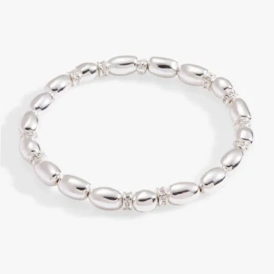 Alex And Ani Oval Beaded Stretch Bracelet In Metallic