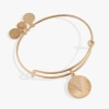Alex And Ani Pave Starburst Texture Initial Bangle Bracelet In Gold - V