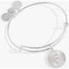 Alex And Ani Pave Starburst Texture Initial Bangle Bracelet In Silver - F