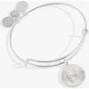 Alex And Ani Pave Starburst Texture Initial Bangle Bracelet In Silver - H