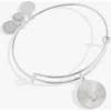 Alex And Ani Pave Starburst Texture Initial Bangle Bracelet In Silver - L