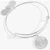 Alex And Ani Pave Starburst Texture Initial Bangle Bracelet In Silver - N