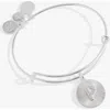Alex And Ani Pave Starburst Texture Initial Bangle Bracelet In Silver - P