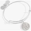 Alex And Ani Pave Starburst Texture Initial Bangle Bracelet In Silver - R