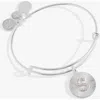 Alex And Ani Pave Starburst Texture Initial Bangle Bracelet In Silver - S
