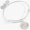 Alex And Ani Pave Starburst Texture Initial Bangle Bracelet In Silver - T