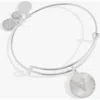 Alex And Ani Pave Starburst Texture Initial Bangle Bracelet In Silver - V