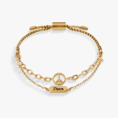 Alex And Ani Peace Stranded Bracelet Set In Gold