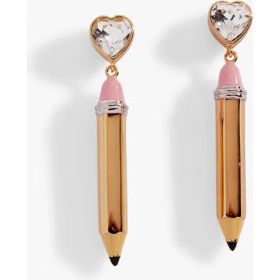 Alex And Ani Pencil Heart Drop Earrings In Brown