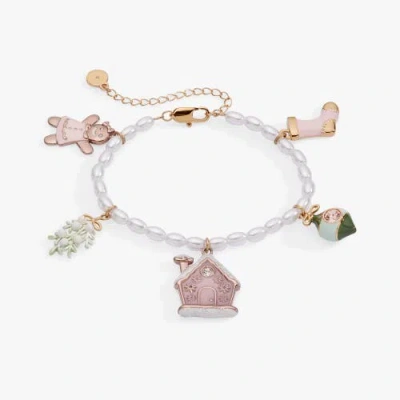 Alex And Ani Pink Christmas Beaded Charm Bracelet In White