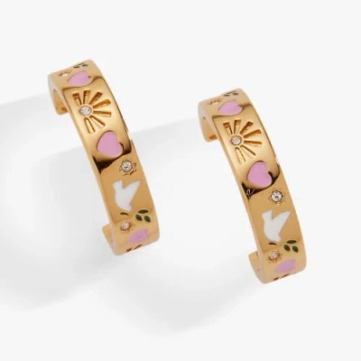Alex And Ani 'pray, Wait And Trust' Hoop Earrings In Gold