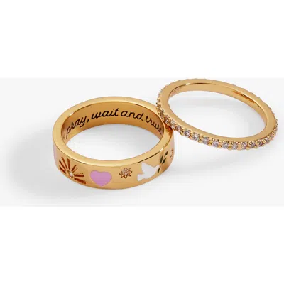 Alex And Ani 'pray, Wait And Trust' Ring Set Of 2 In Gold