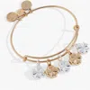Alex And Ani Puffy Clover Multi Charm Bangle Bracelet In Two Tone