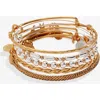 Alex And Ani Set Of 5 Two-tone Textured Bangle Bracelets