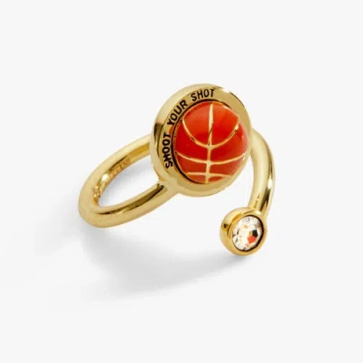 Alex And Ani 'shoot Your Shot' Basketball Open Fidget Ring In Gold