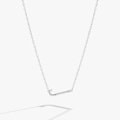 Alex And Ani Silver Elongated Initial Pendant Necklace In White