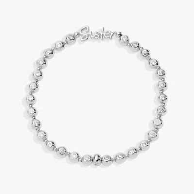 Alex And Ani Sister Elongated Crystal Stretch Bracelet In Metallic