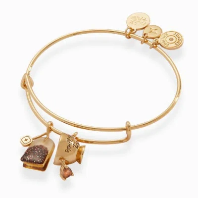 Alex And Ani 'spill The Tea' Cup & Tea Bag Charm Bangle In Gold