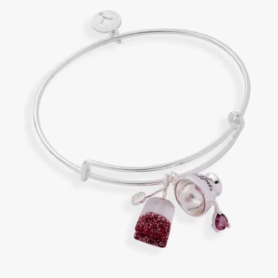 Alex And Ani 'spill The Tea' Cup & Tea Bag Charm Bangle In Silver