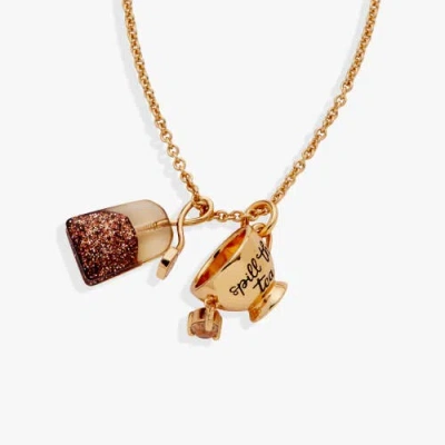 Alex And Ani 'spill The Tea' Cup & Tea Bag Charm Pendant Necklace In Gold