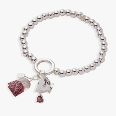 Alex And Ani 'spill The Tea' Cup & Tea Bag Stretch Bracelet In Gray