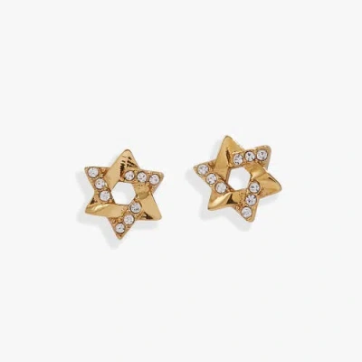 Alex And Ani Star Of David Mini Stud Earrings In Gold