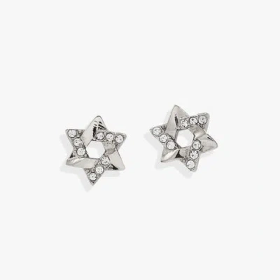 Alex And Ani Star Of David Mini Stud Earrings In Silver