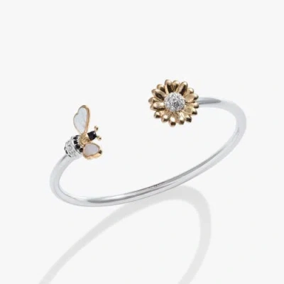 Alex And Ani Sunflower & Bee Flex Cuff In Metallic