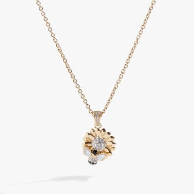 Alex And Ani Sunflower & Bee Pendant Necklace In Gold