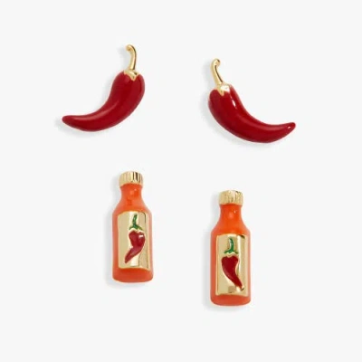 Alex And Ani Taco Hotsauce And Pepper Stud Set In Red