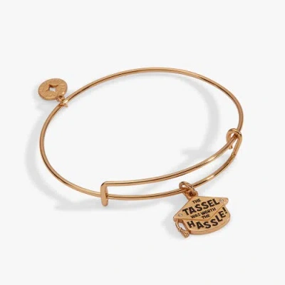 Alex And Ani "the Tassel Was Worth The Hassle" Charm Bangle In Gold