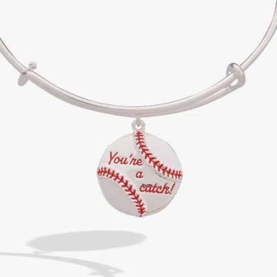 Alex And Ani "you're A Catch" Baseball Charm Bangle In Metallic