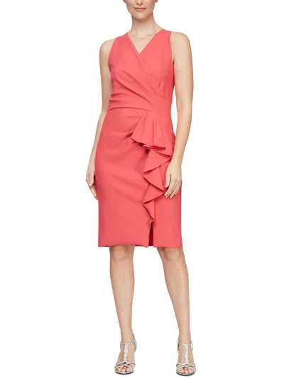 Alex & Eve Womens Surplice Mini Cocktail And Party Dress In Red