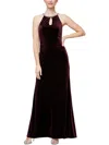 Alex & Eve Womens Velvet Long Evening Dress In Multi