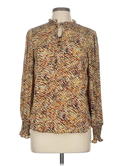 Pre-owned Alex & Lili Long Sleeve Blouse In Brown