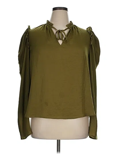 Pre-owned Alex & Lili Long Sleeve Blouse In Green