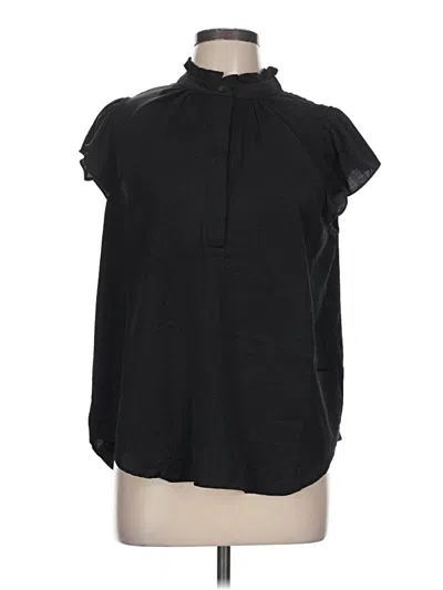Pre-owned Alex & Lili Short Sleeve Blouse In Black